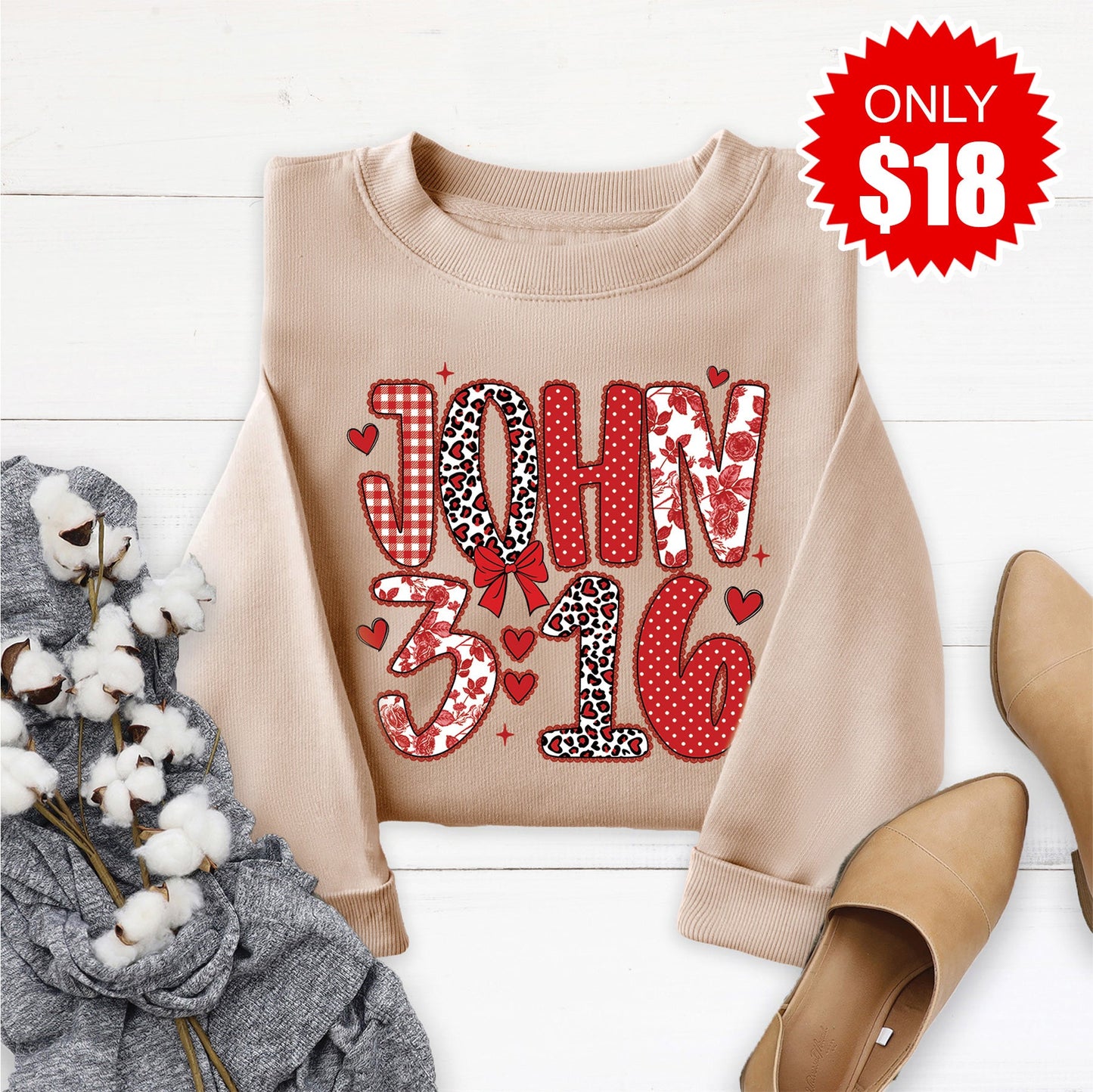 John 3:16 Sweatshirt - Sand - 18