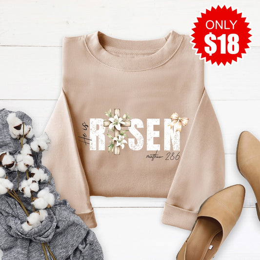 He Is Risen Sweatshirt - Sand - 18