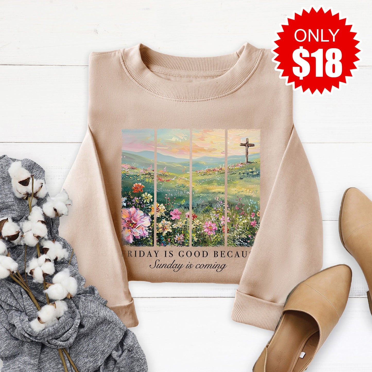 Friday Is Good Sweatshirt - Sand - 18