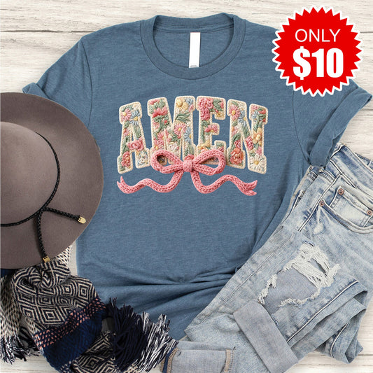 Amen Tee - Heather Slate - 10