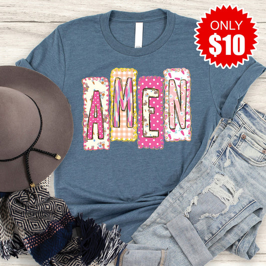 Amen Tee - Heather Slate - 10