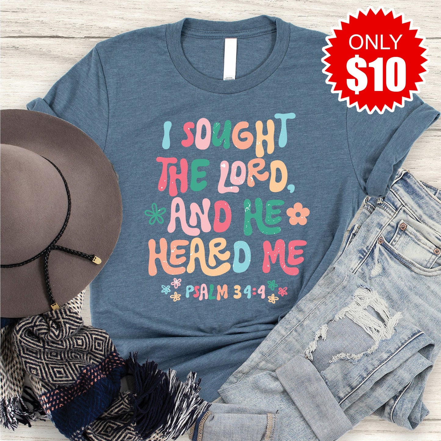 He Heard Me Tee - Heather Slate - 10