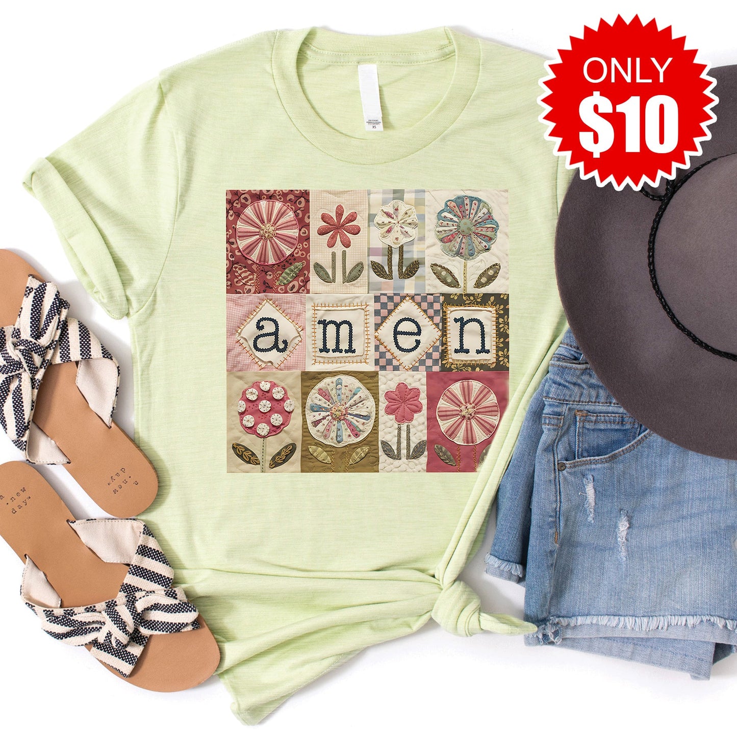 Amen Tee - Heather Light Green - 10