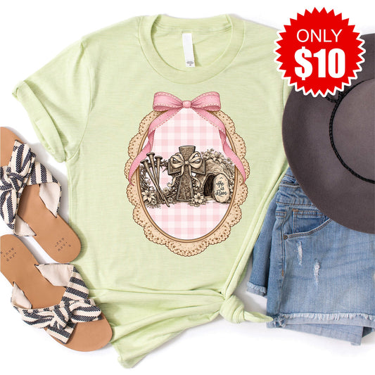 He Is Risen Tee - Heather Light Green - 10