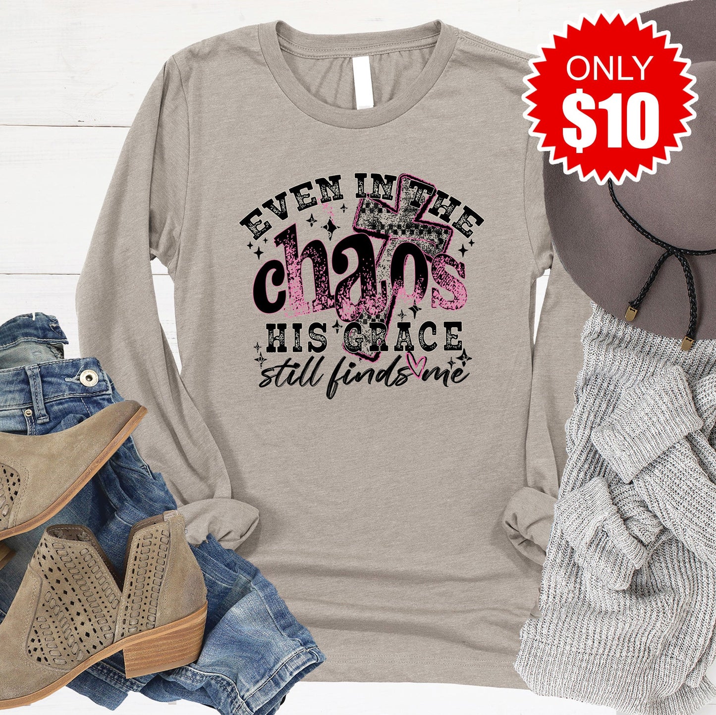 His Grace Still Finds Me Long Sleeve - Heather Stone - 10