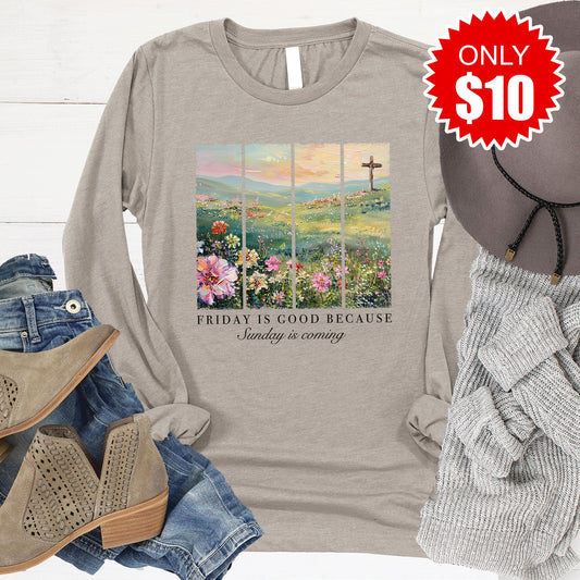 Friday Is Good Long Sleeve - Heather Stone - 10