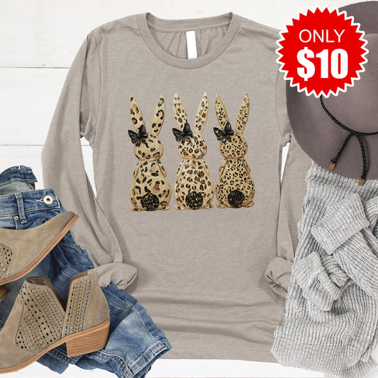 Easter Bunny Long Sleeve - Heather Stone - 10
