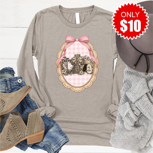 He Is Risen Long Sleeve - Heather Stone - 10