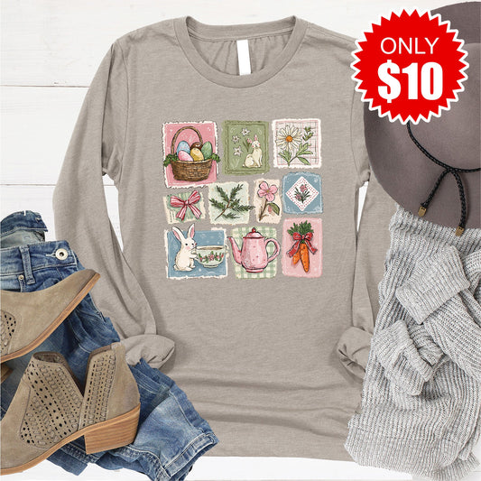 Bunny Long Sleeve - Heather Stone - 10