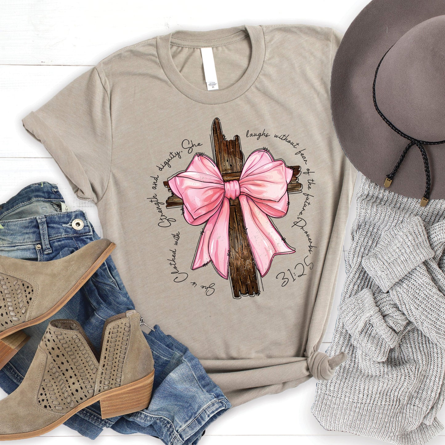 Clothed with Strength Cross Tee