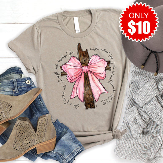Clothed with Strength Cross Tee - 10