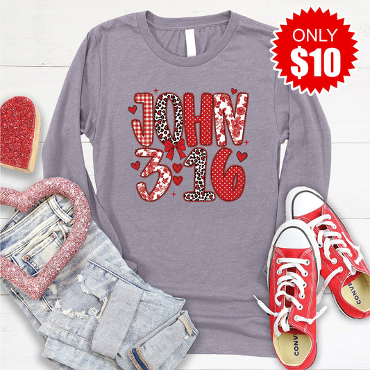 John 3:16 Long Sleeve - Heather Storm - 10