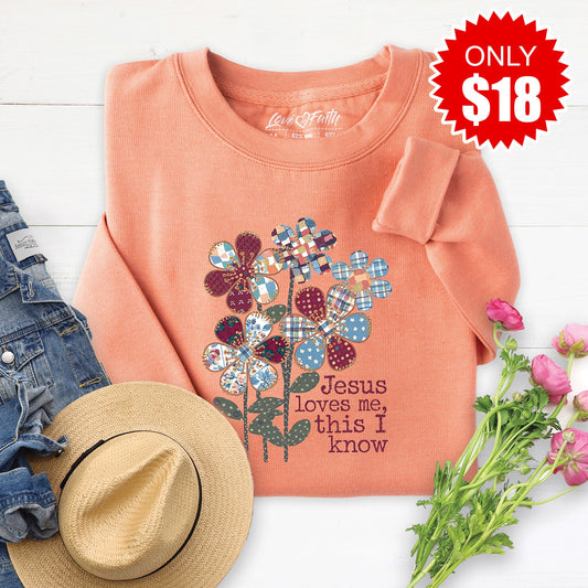 Jesus Loves Me Sweatshirt - Heather Terracotta - 18