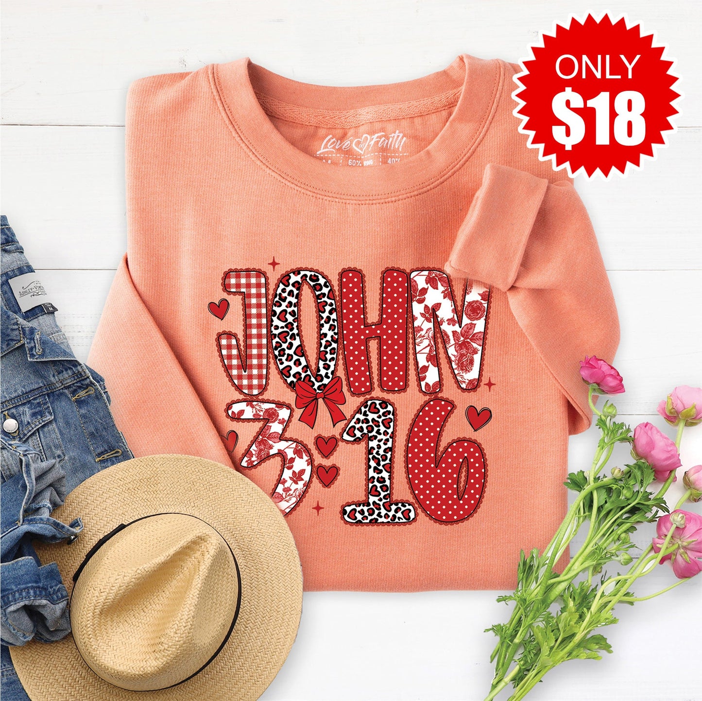 John 3:16 Sweatshirt - Heather Terracotta - 18
