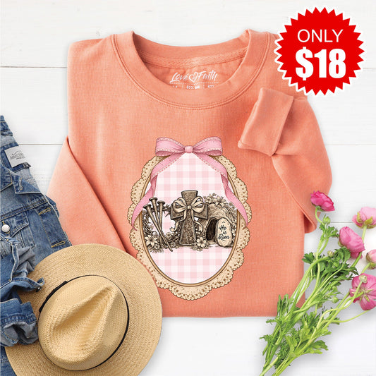 He Is Risen Sweatshirt - Heather Terracotta - 18