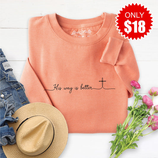 His Way Is Better Sweatshirt - Heather Terracotta - 18