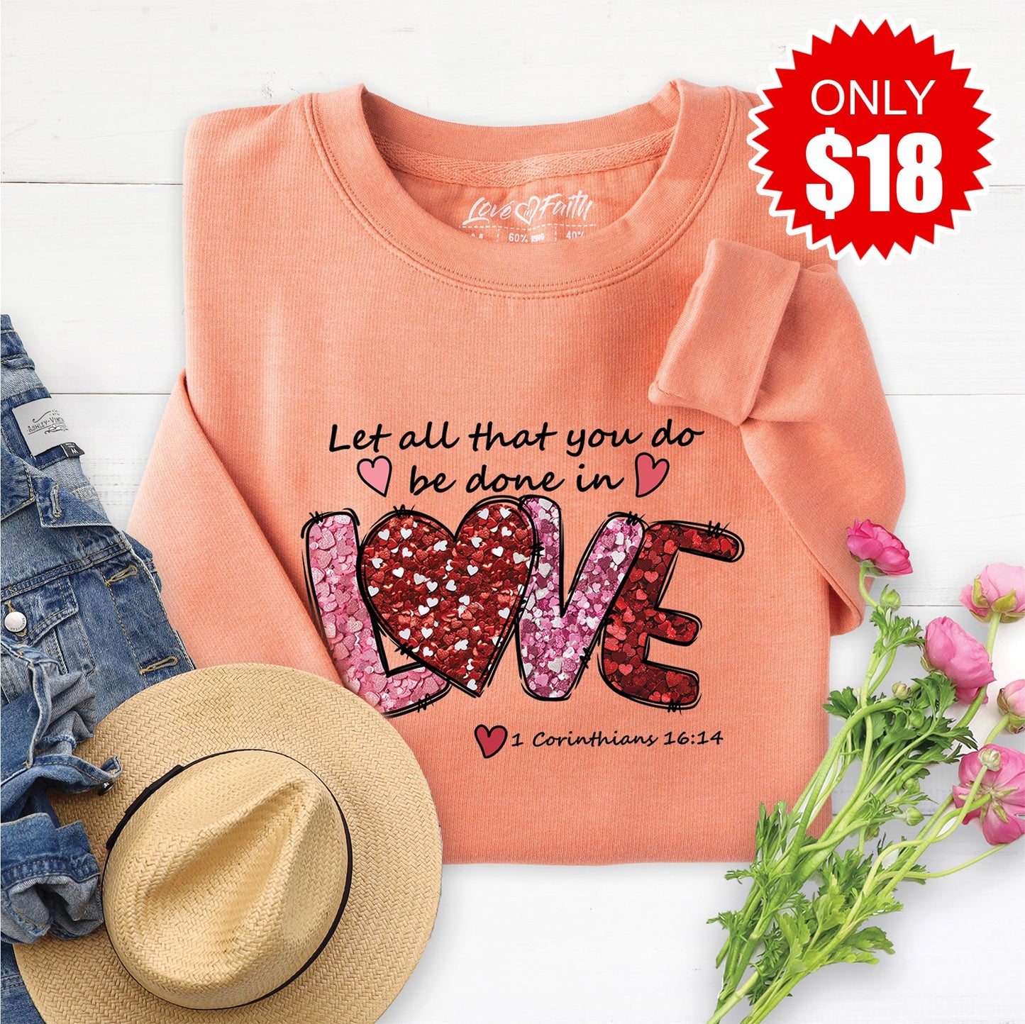 Let All That You Do Sweatshirt - Heather Terracotta - 18