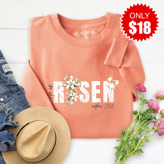 He Is Risen Sweatshirt - Heather Terracotta - 18