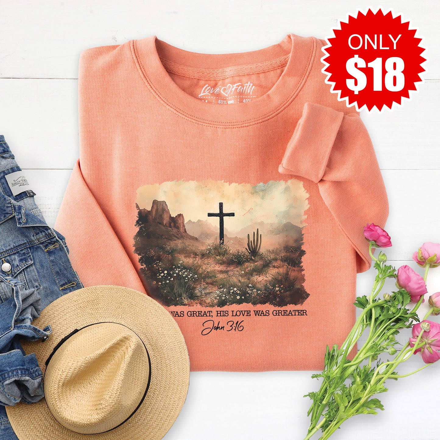 John 3:16 Sweatshirt - Heather Terracotta - 18