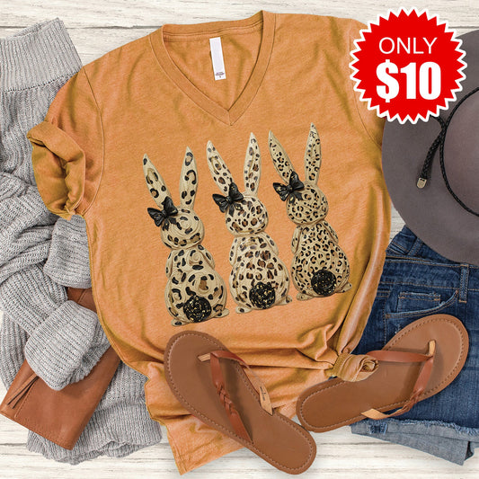 Easter Bunny V-Neck - Heather Toast - 10