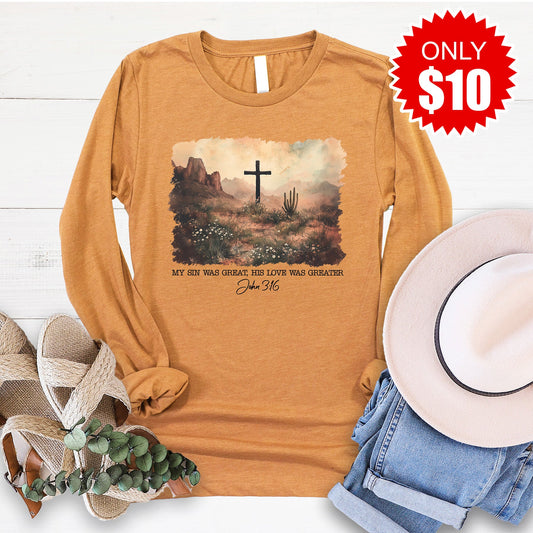 John 3:16 Long Sleeve - Heather Toast - 10
