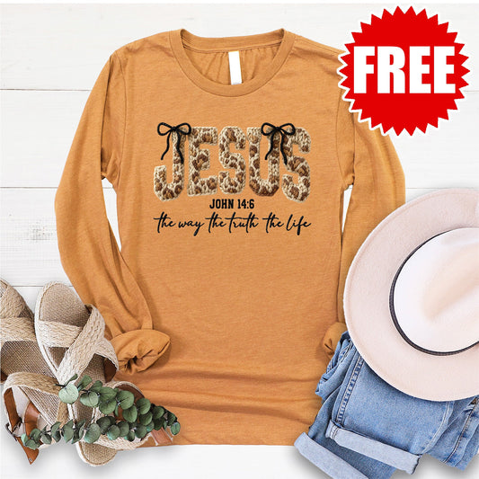 Jesus Way Truth Life Yarn Long Sleeve - Heather Toast - 0