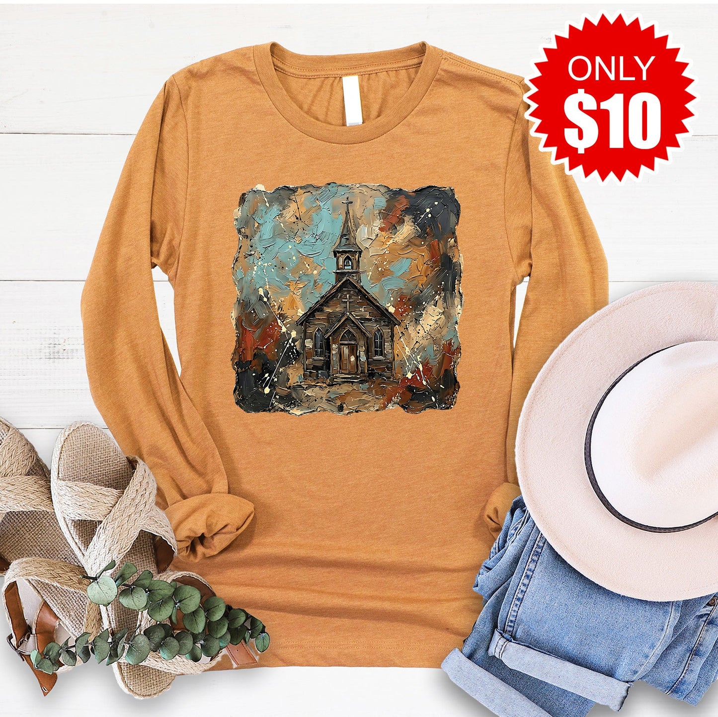Church Long Sleeve - Heather Toast - 10