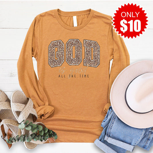 God Is Good Long Sleeve - Heather Toast - 10