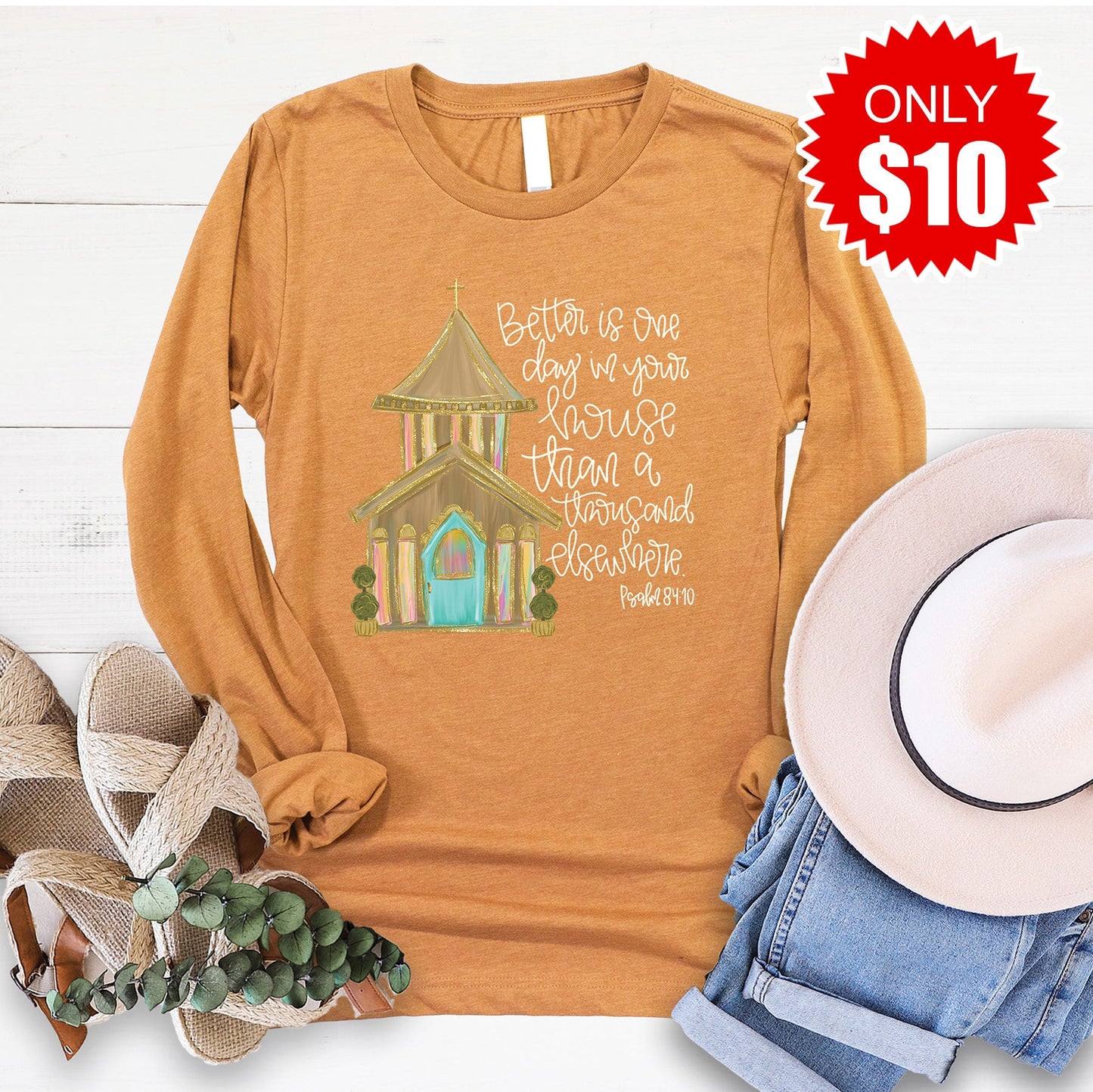 Church Long Sleeve - Heather Toast - 10