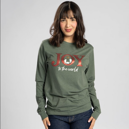 Joy to the World Long Sleeve Sequin Tee