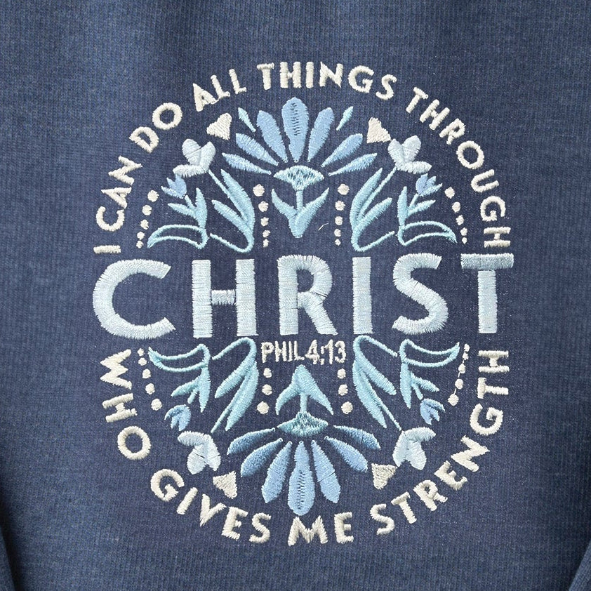 Embroidered I Can Do All Things Sweatshirt - 18