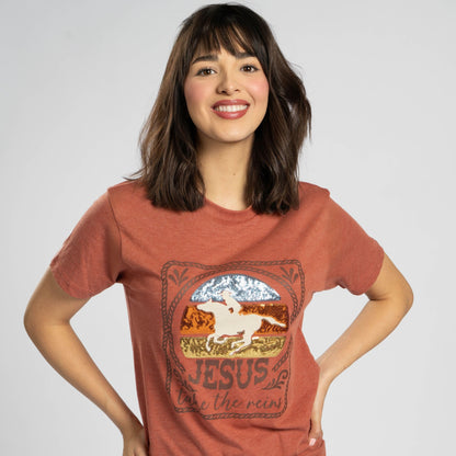 Jesus Take the Reins Sequin Tee