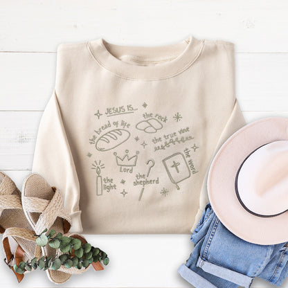 Embroidered Jesus Is Sweatshirt