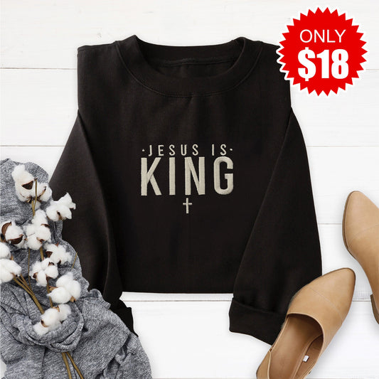 Embroidered Jesus is King Sweatshirt - 18