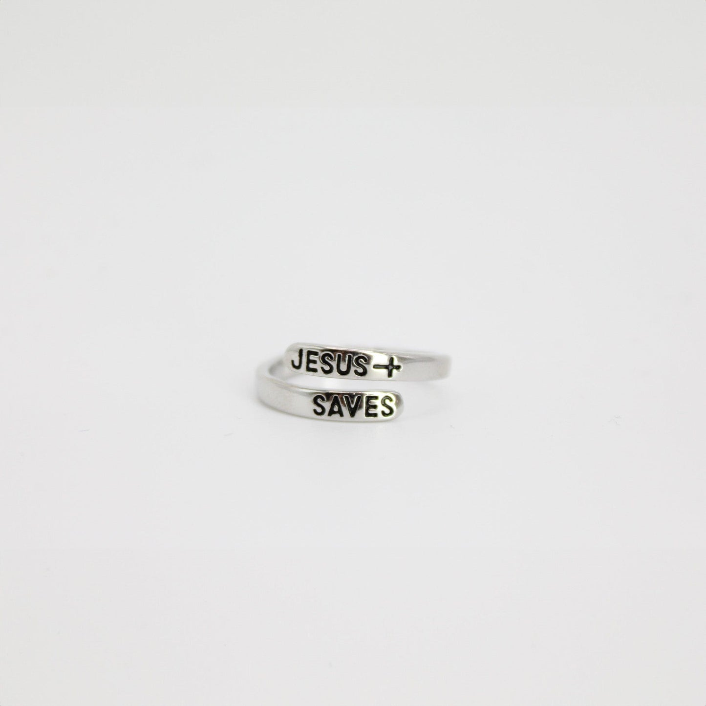 Jesus Saves Platinum Plated Brass Ring