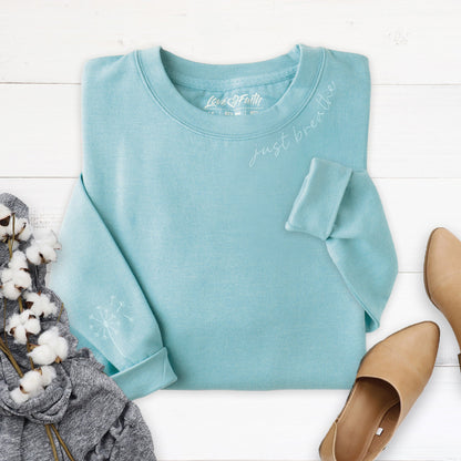 Just Breathe Embroidered Crewneck Sweatshirt