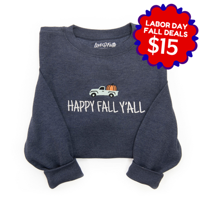 Embroidered Happy Fall Y'all Sweatshirt