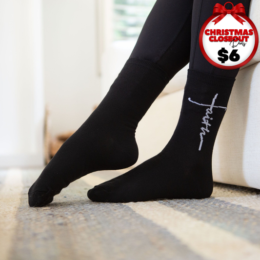 Christmas CLOSEOUT Deal Faith Cross Crew Socks