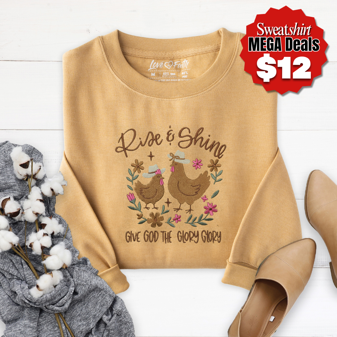 Embroidered Rise and Shine Sweatshirt