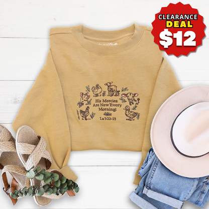 His Mercies are New Farm Embroidered Crewneck Sweatshirt