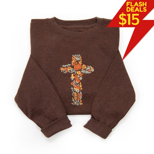 Embroidered Fall Cross Sweatshirt