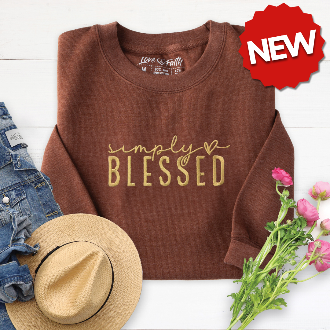 Embroidered Simply Blessed Sweatshirt