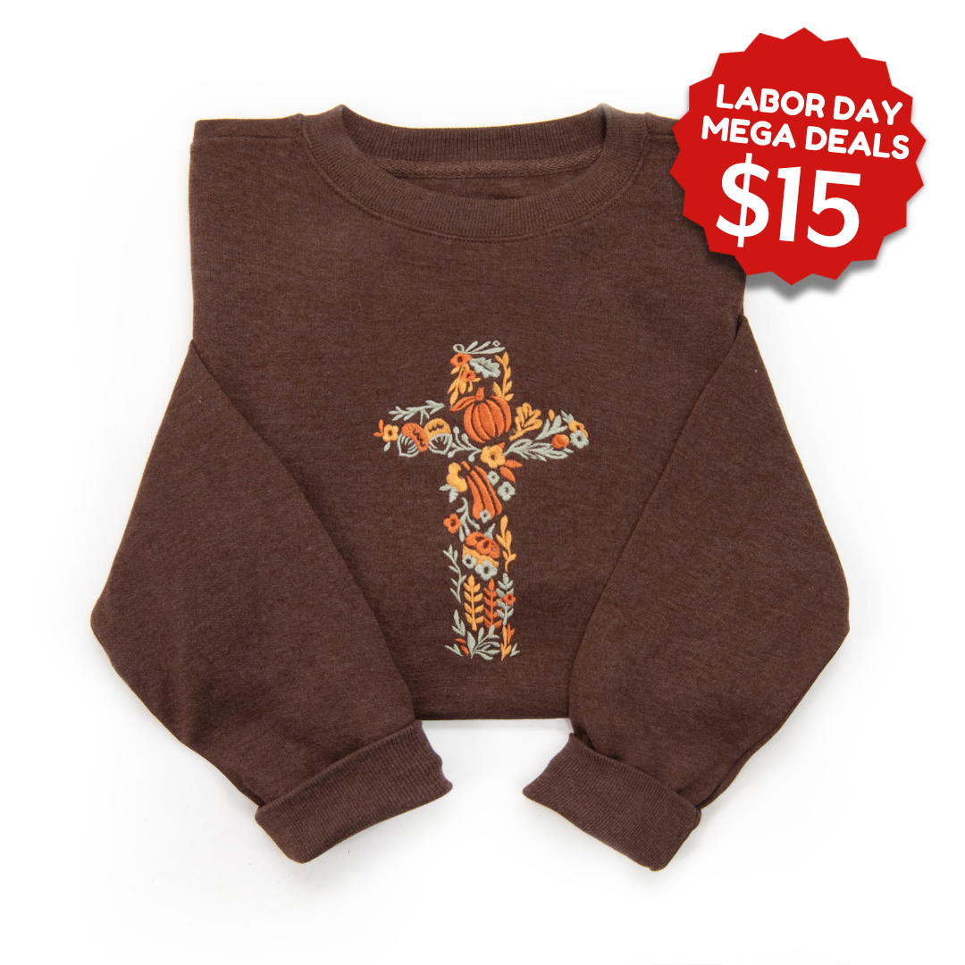 Embroidered Fall Cross Sweatshirt
