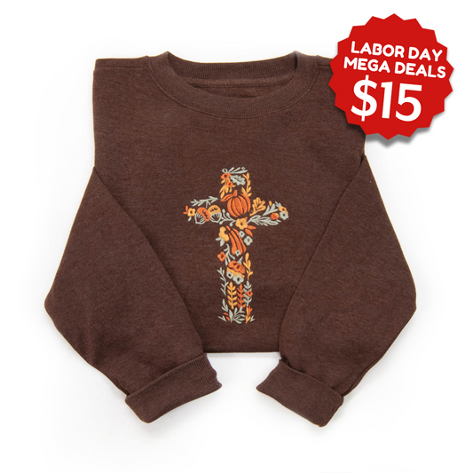 Embroidered Fall Cross Sweatshirt