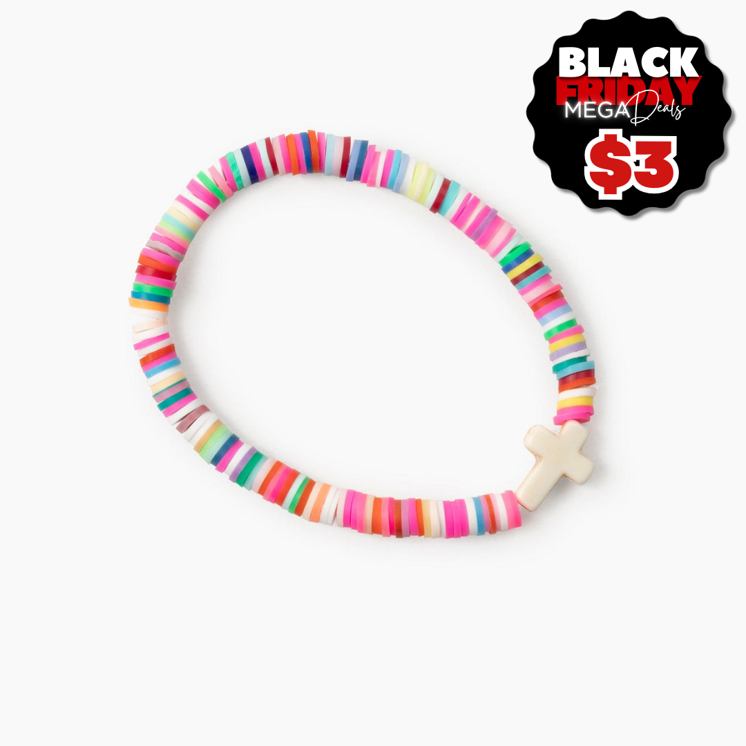 Cross Bead Pink Bracelet