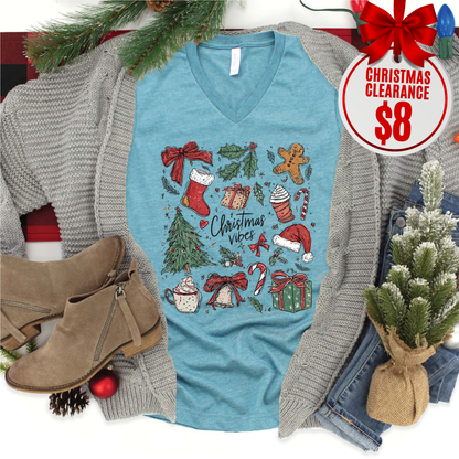 Christmas Vibes Retro V-Neck