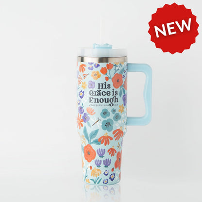 His Grace is Enough All Over Stainless Steel 40oz Tumbler with Handle