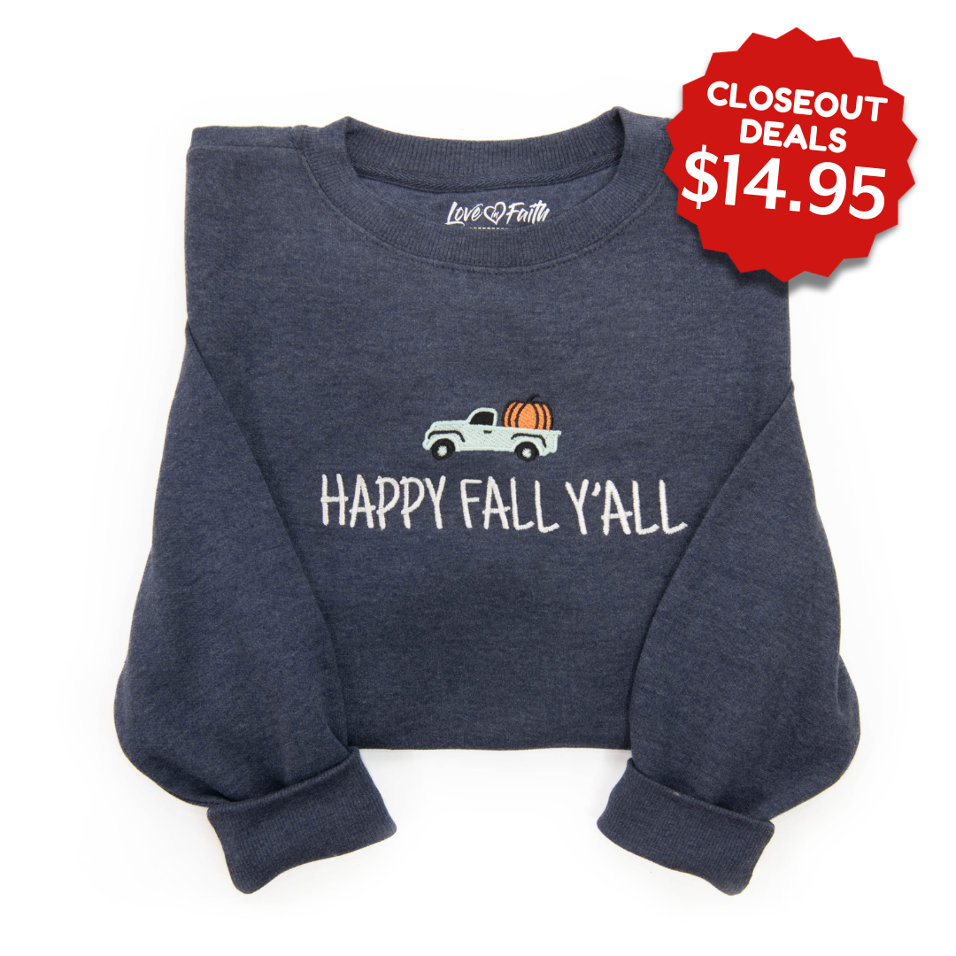 Embroidered Happy Fall Y'all Sweatshirt