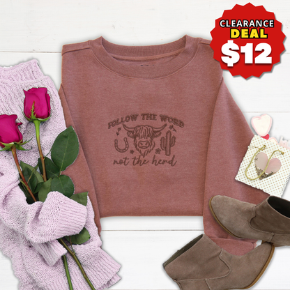 Follow the Word Embroidered Crewneck Sweatshirt