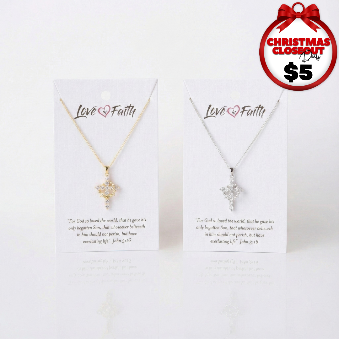 Christmas CLOSEOUT Deal Cross and Crown Necklace